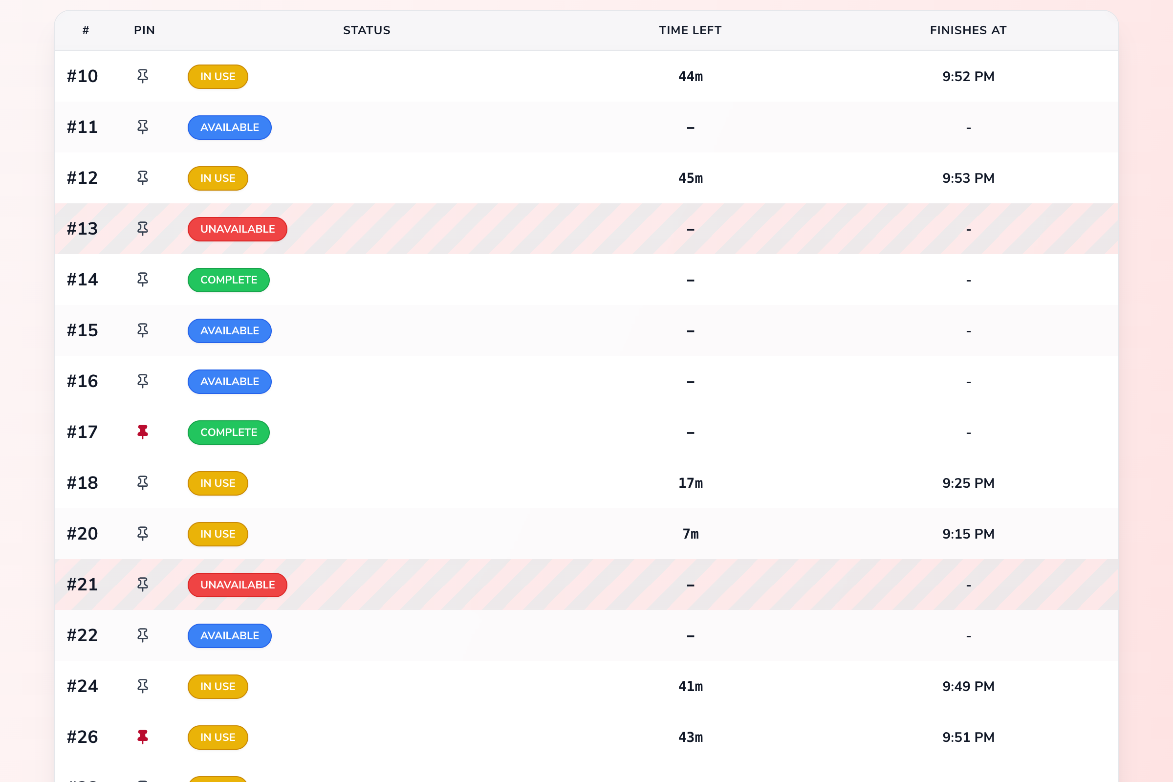Real-time tracking screenshot